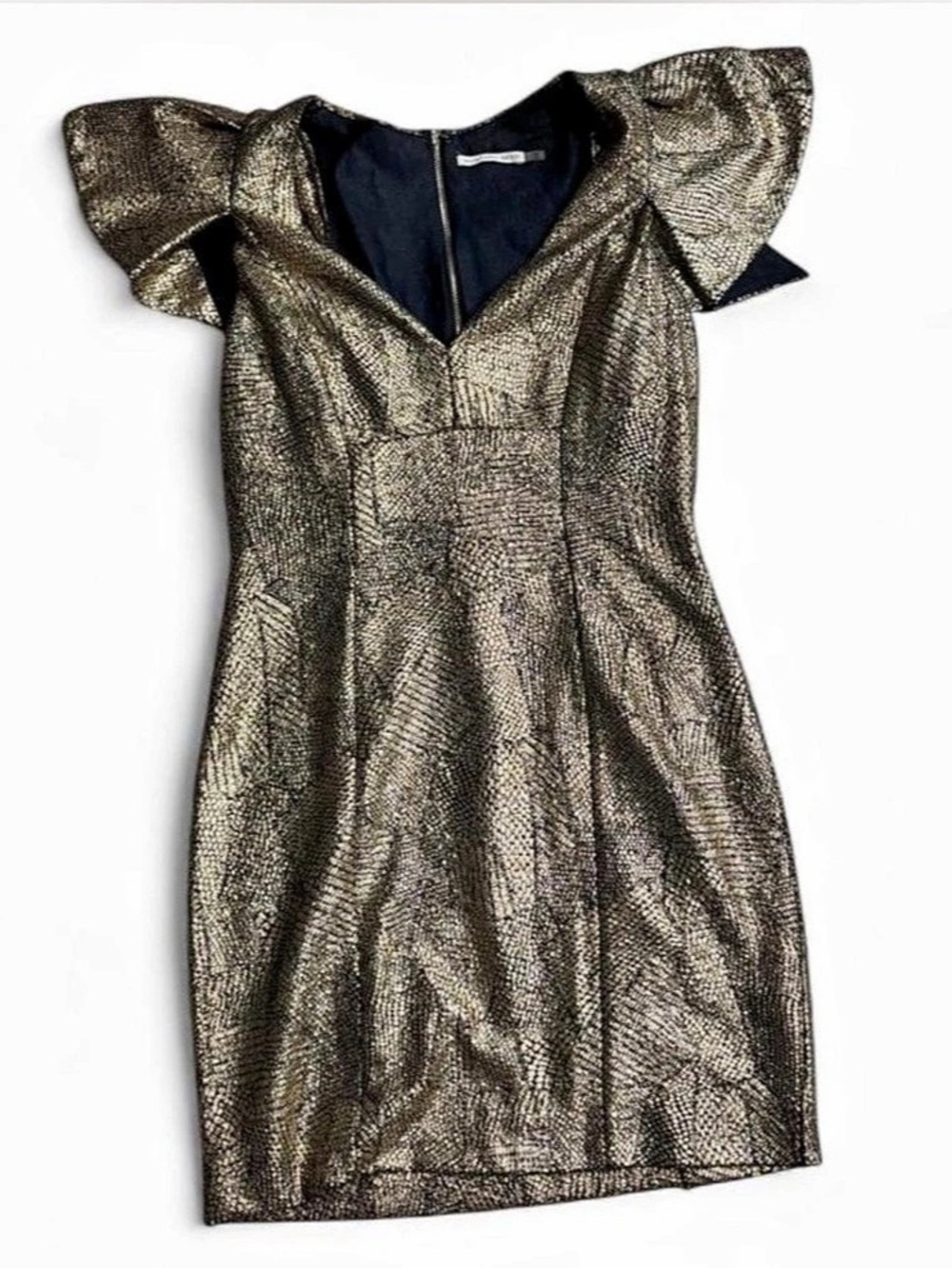 Mustard Seed Metallic Mini Dress in Black & Gold Size Medium